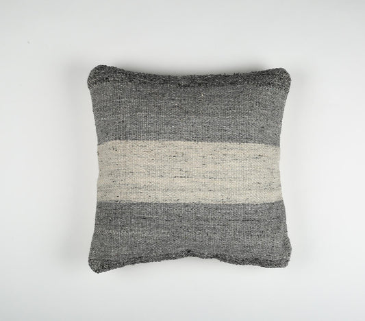 Handwoven Gray Colorblock Square Cushion Cover-RAUHA Crafts-RAUHA Crafts