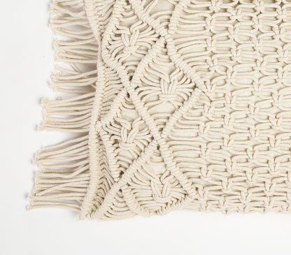 Macrame Fringed Rectangular Cushion Cover | Knot-RAUHA Crafts-RAUHA Crafts