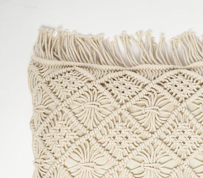 Macrame Fringed Square Cushion Cover | Diamond Mix-RAUHA Crafts-RAUHA Crafts