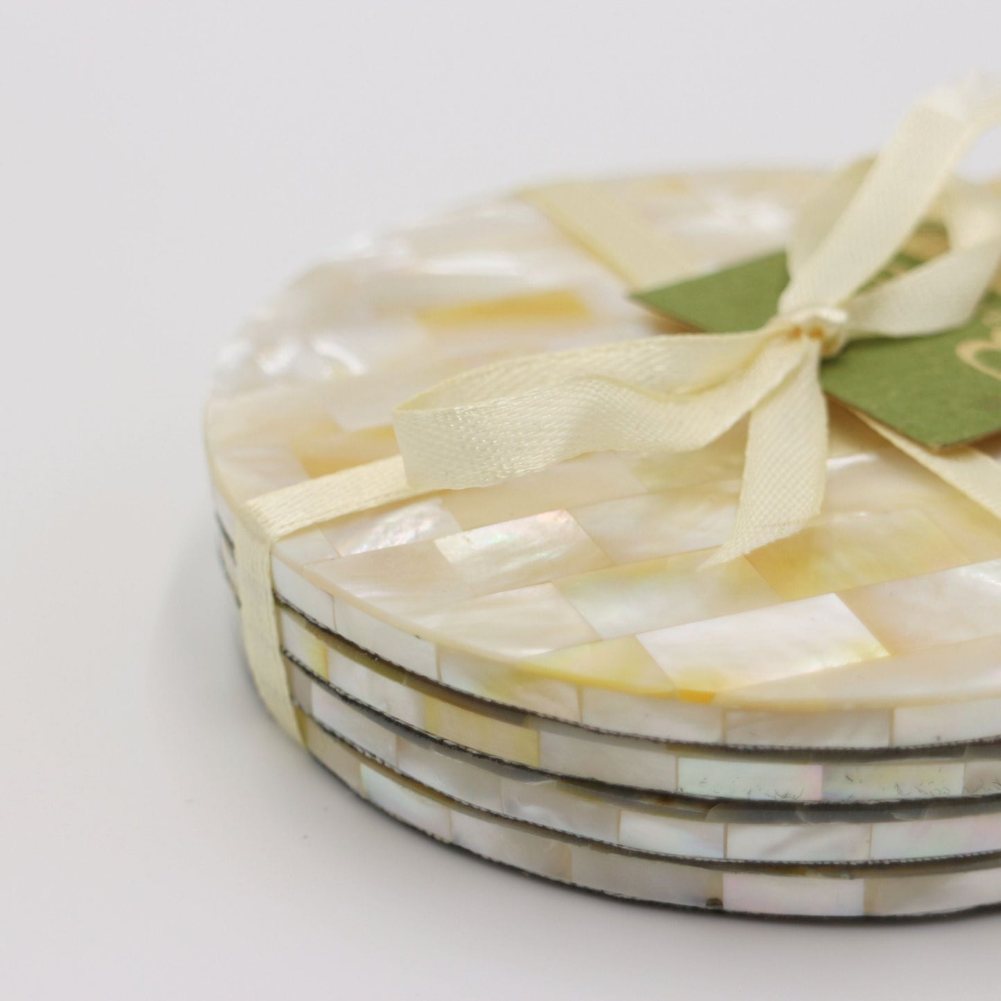 Natural Mother of Pearl Coasters, Set of 4-Balizen-RAUHA Crafts