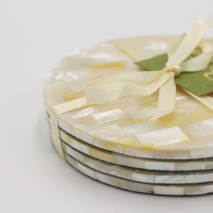 Natural Mother of Pearl Coasters, Set of 4-Balizen-RAUHA Crafts