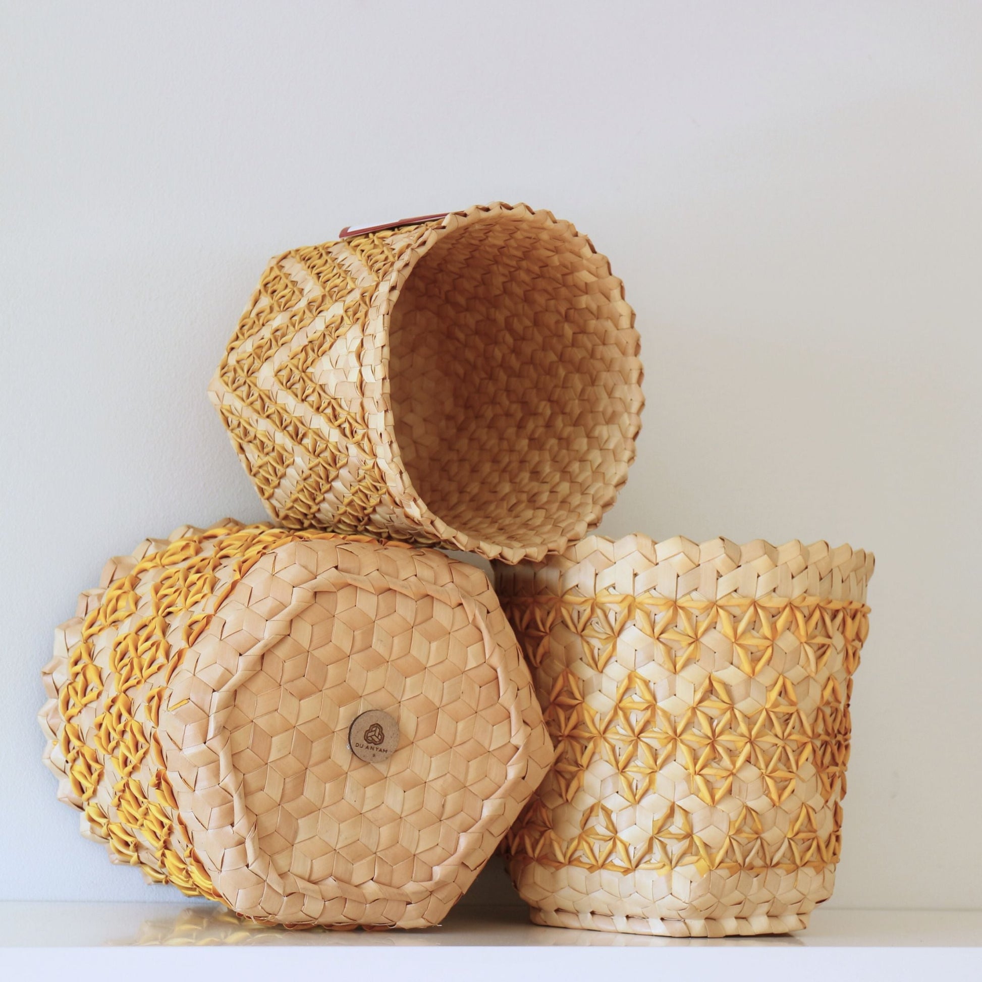 Palm Leaf Storage Basket | Sobe Carve Turmeric-Du Anyam-RAUHA Crafts