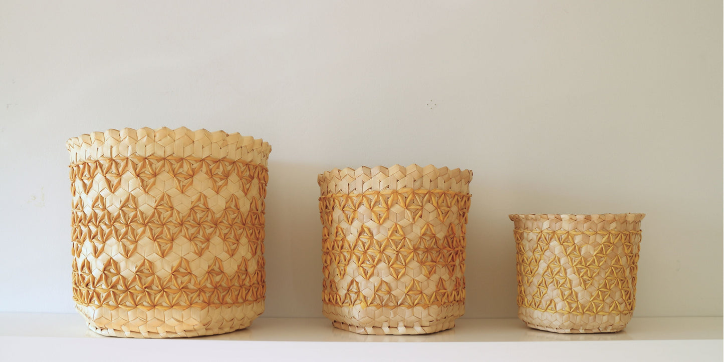 Palm Leaf Storage Basket | Sobe Carve Turmeric-Du Anyam-RAUHA Crafts