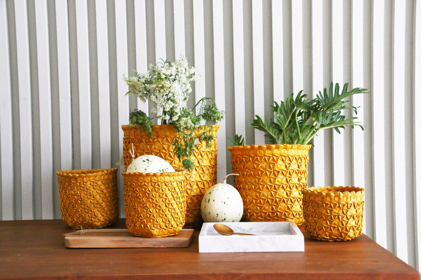 Palm Leaf Storage Basket | Sobe Turmeric-Du Anyam-RAUHA Crafts