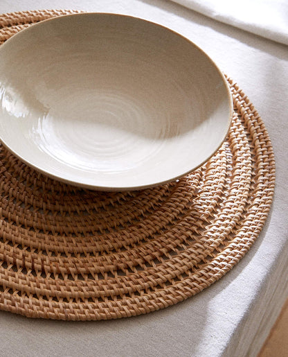 Rattan Placemat (Brown Spiral) - Woven Wicker Straw Charger-Bali Harvest-RAUHA Crafts