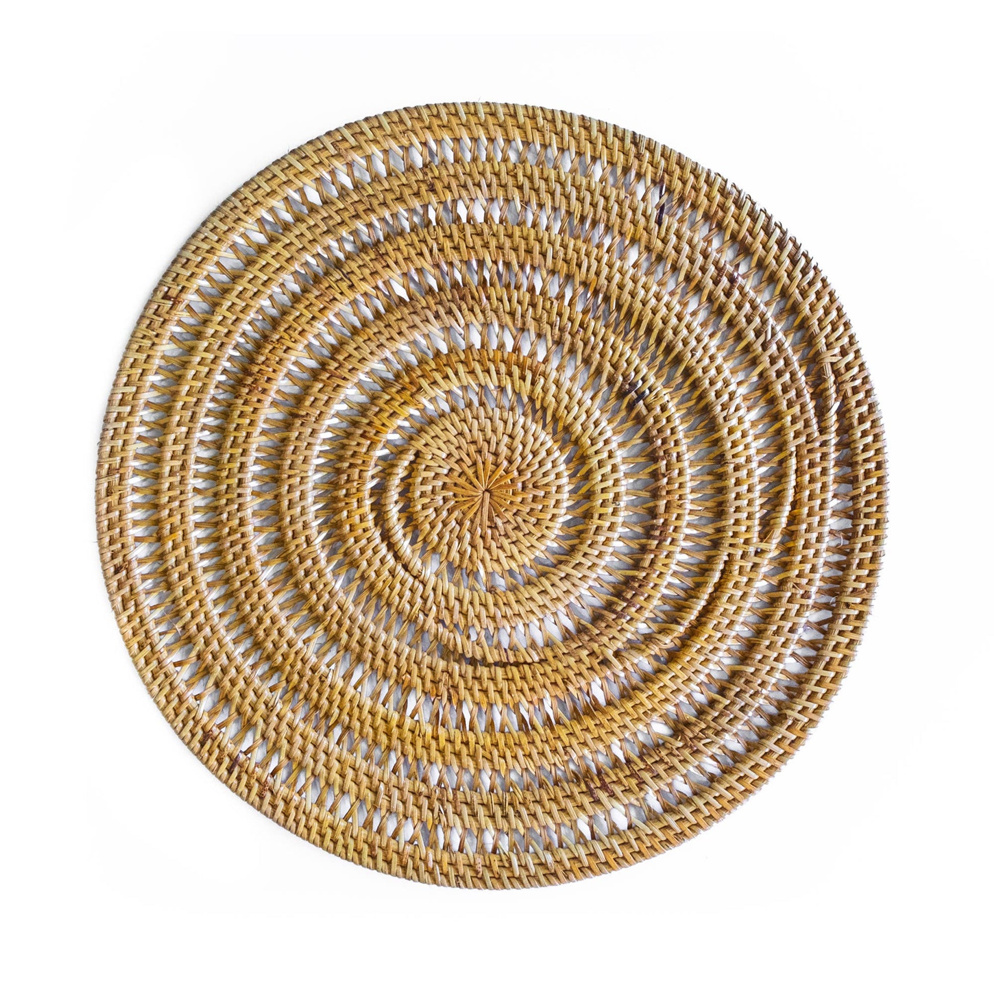 Rattan Placemat (Brown Spiral) - Woven Wicker Straw Charger-Bali Harvest-RAUHA Crafts