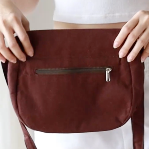 Hand Embroidered Crossbody Bag - Brown Wildflower