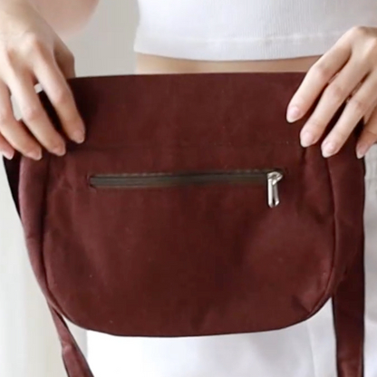 Hand Embroidered Crossbody Bag - Brown Wildflower