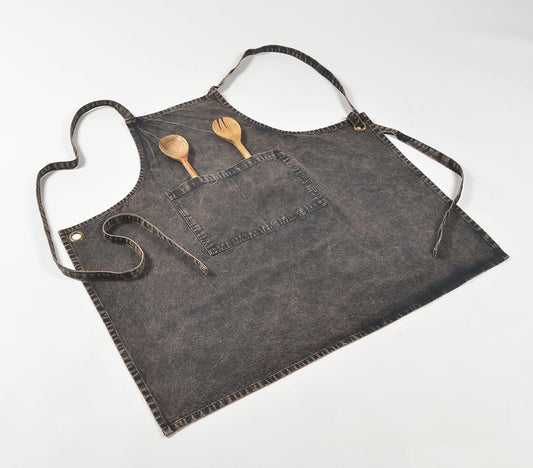 Stone-washed charcoal kitchen apron-RAUHA Crafts-RAUHA Crafts