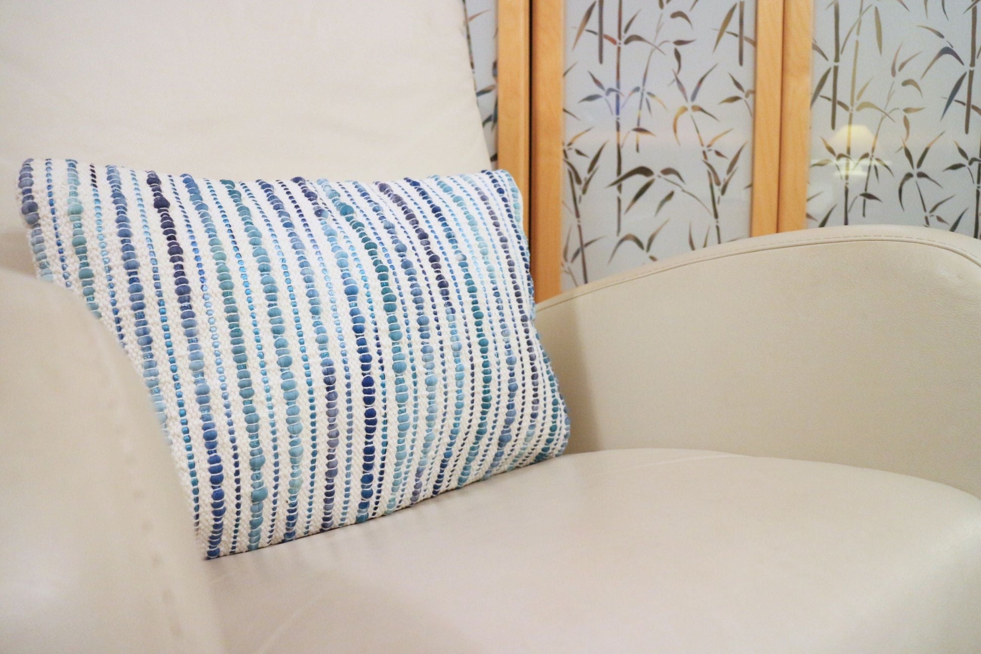 Striped Textured Rectangular Cushion Cover - Blue-RAUHA Crafts-RAUHA Crafts