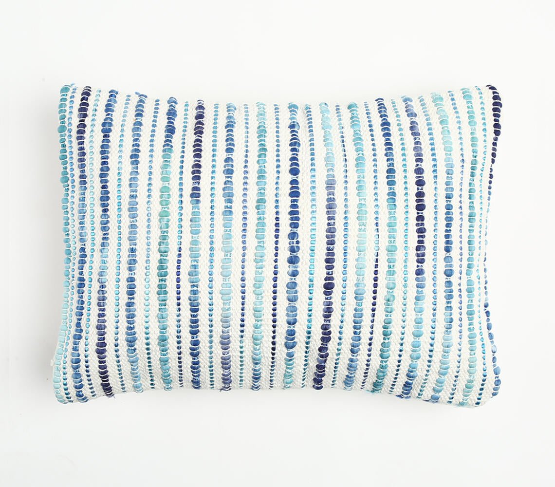 Striped Textured Rectangular Cushion Cover - Blue-RAUHA Crafts-RAUHA Crafts