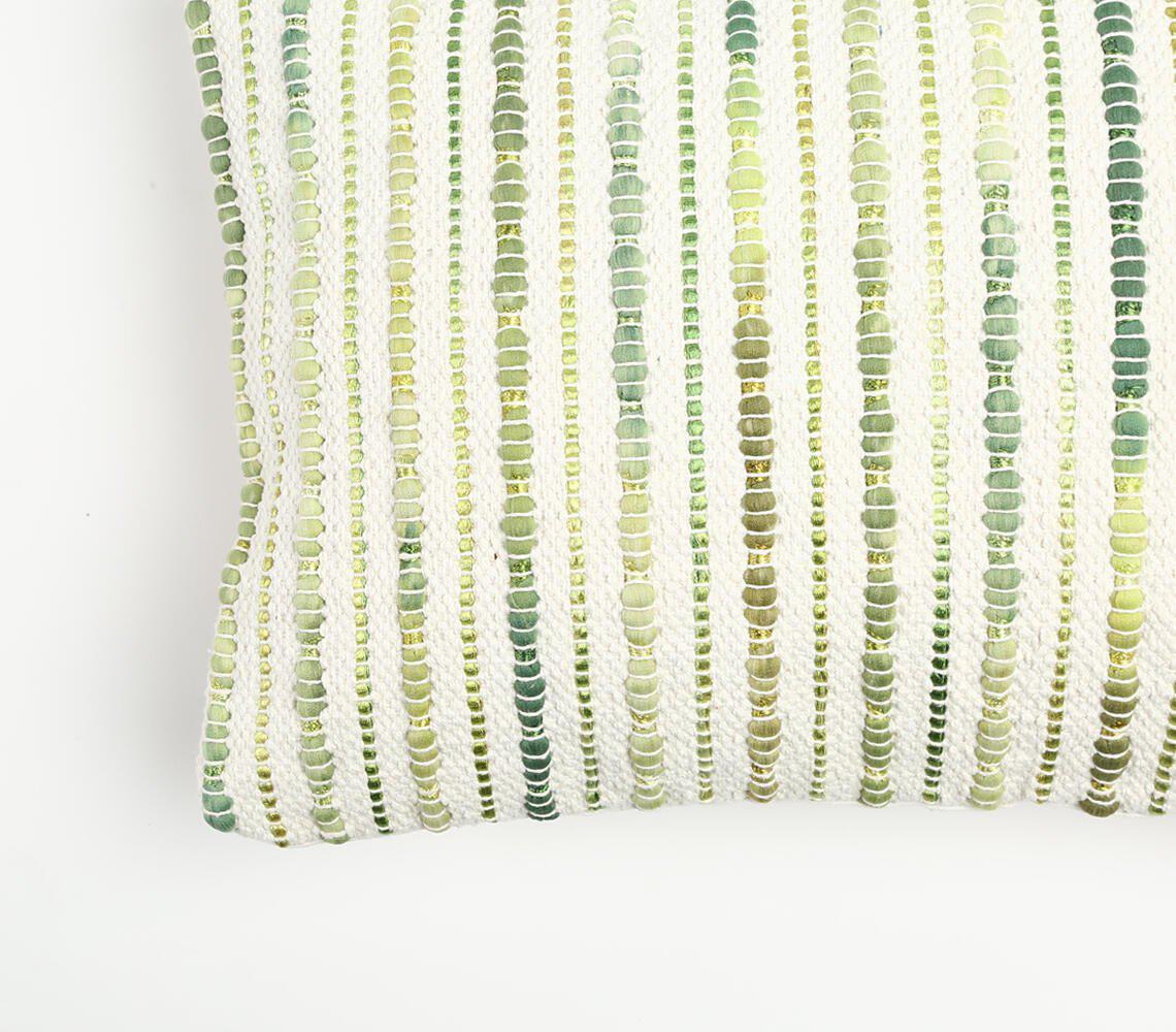 Striped Textured Rectangular Cushion Cover - Green-RAUHA Crafts-RAUHA Crafts