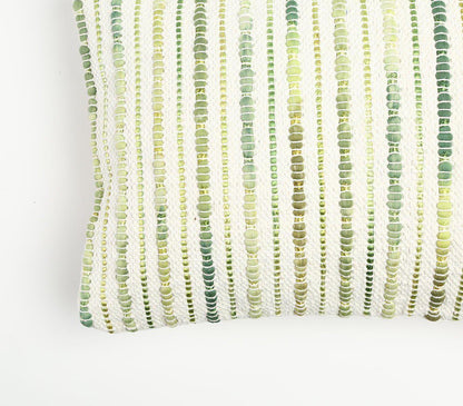 Striped Textured Rectangular Cushion Cover - Green-RAUHA Crafts-RAUHA Crafts