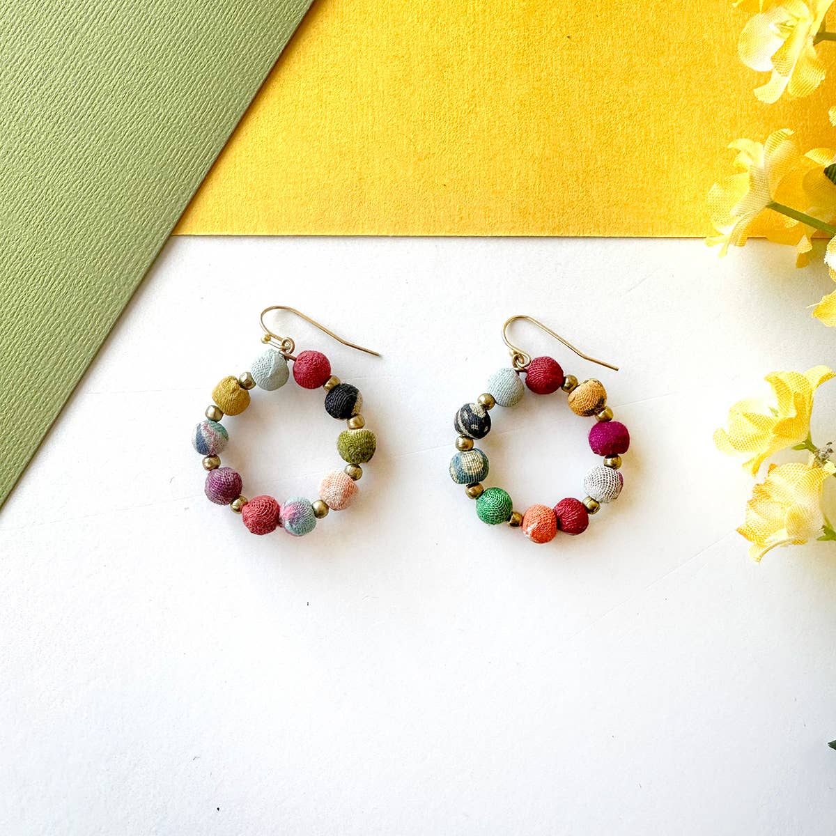 Handmade Encircled Kantha Earrings by WorldFinds