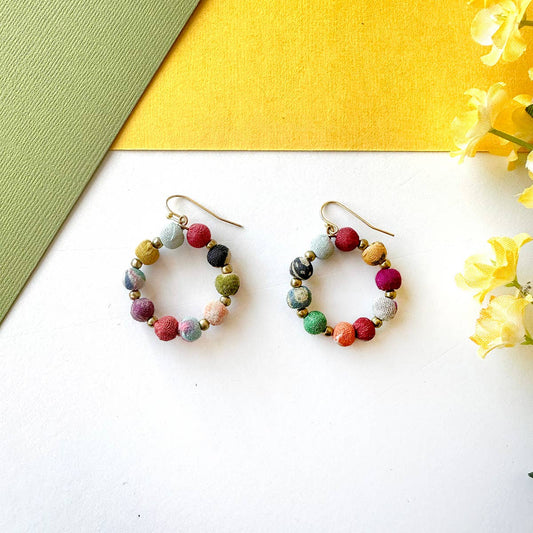 Handmade Encircled Kantha Earrings by WorldFinds