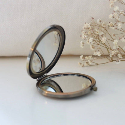 Floral Embroidered Compact Mirror - Floral Yellow