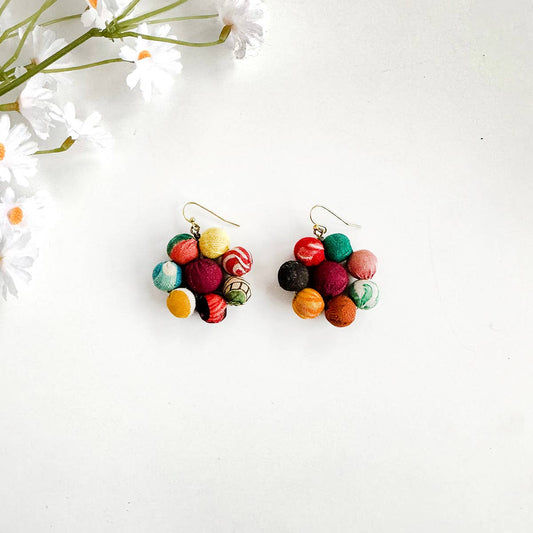 Handmade Kantha Blooming Posy Earrings by WorldFinds