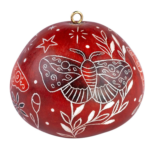 Handmade Gourd Ornament Moth Artist Made by Lucuma Designs