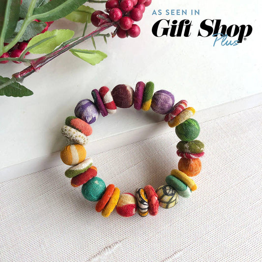 Handmade Kantha Button Bracelet by WorldFinds