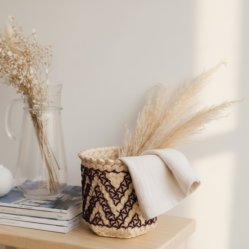 Palm Leaf Storage Basket Lifestyle