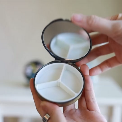 Floral Embroidered Jewelry Box with Mirror - Floral Pink